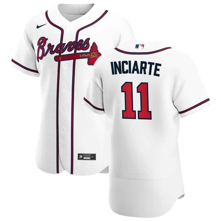 Atlanta Braves #11 Ender Inciarte Men Nike White Home 2020 Authentic Player MLB Jersey
